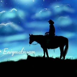 wdpnightsky drawing contest fantasy night man horse blue silhouette black stars nature petsandanimals digitaldrawing interesting moon white digitalart